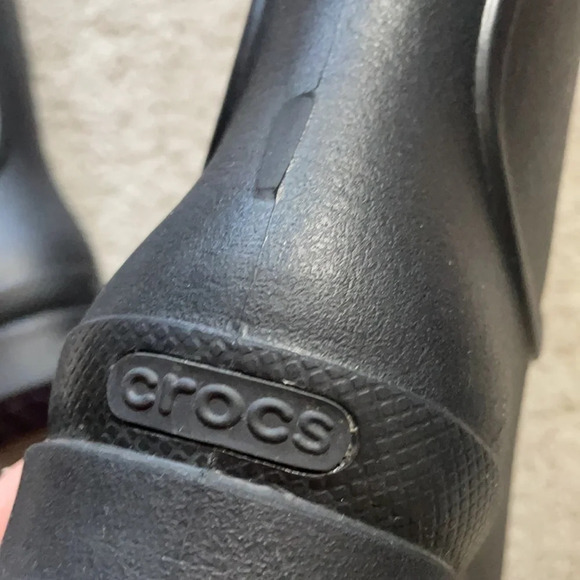 CROCS Tall Wellie Rain Boots Rubber Black Pull On Black Women’s 5 or Juniors 3 - Picture 9 of 11